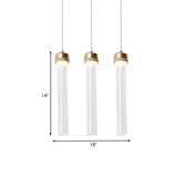 Ribbed Glass Pendant Light With Crystal Accent And Gold Finish
