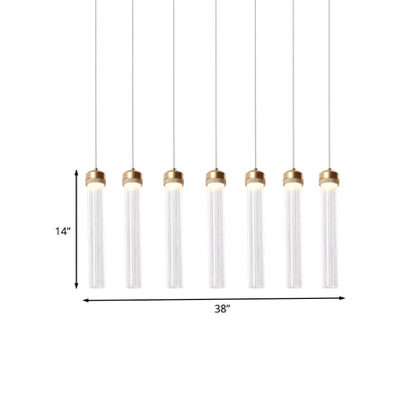 Ribbed Glass Pendant Light With Crystal Accent And Gold Finish