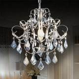 Polished Chrome Crystal Chandelier With Curved Arms