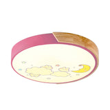 Cartoon Led Flush Ceiling Light Fixture For Kindergartens - Round Acrylic