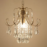 Sleek Crystal Strand Hanging Ceiling Light - Bent Arm Suspension Black/Gold Finish