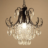 Sleek Crystal Strand Hanging Ceiling Light - Bent Arm Suspension Black/Gold Finish
