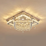 Square Crystal Led Ceiling Flush Mount Light Warm/White 18/23.5 Width