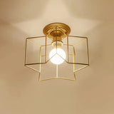Modernist 1-Light Metallic Star Frame Flush Mount Lamp In Black/Gold