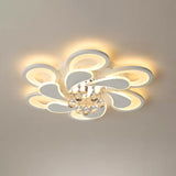 Contemporary Led Crystal Orb Flush Mount Ceiling Light In Warm/White With Acrylic Shade