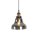 Retro Smoky Grey Glass Pendant Lamp - Brass Finish Smoke Gray / D