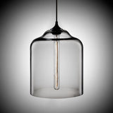 Industrial Clear/Blue/Amber Glass Pendant Lamp For Restaurant - 1 Bulb Cylindrical Hanging Light