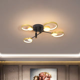 Contemporary Gold Semi Flush Mount Chandelier With Warm/White Light - 4/6 Bulb Metal Ceiling Lamp 4