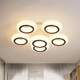 Modern Acrylic Doughnut Ceiling Flush Light With White Led - 3/6-Head Mount Fixture
