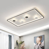 Minimalist Black Led Flush Mount Ceiling Lamp With Acrylic Round/Rectangle/Square Design In