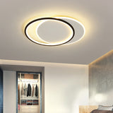 Sleek Dual Flush Mount Simplicity Acrylic Black Led Ceiling Light - Warm/White Lighting / White