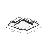 Modern Led Flush Mount Ceiling Lamp: Acrylic Black Square/Rectangle With 3 Color Light Options