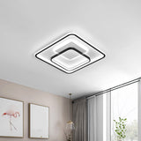 Minimalist Bedroom Led Ceiling Lamp: Multi-Square/Round/Rectangle Flush Light In Black Or White With