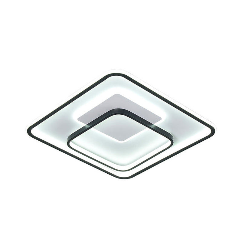Minimalist Bedroom Led Ceiling Lamp: Multi-Square/Round/Rectangle Flush Light In Black Or White With