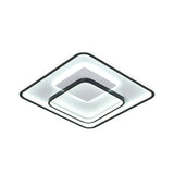 Minimalist Bedroom Led Ceiling Lamp: Multi-Square/Round/Rectangle Flush Light In Black Or White With