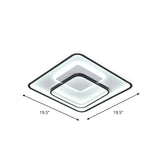 Minimalist Bedroom Led Ceiling Lamp: Multi-Square/Round/Rectangle Flush Light In Black Or White With