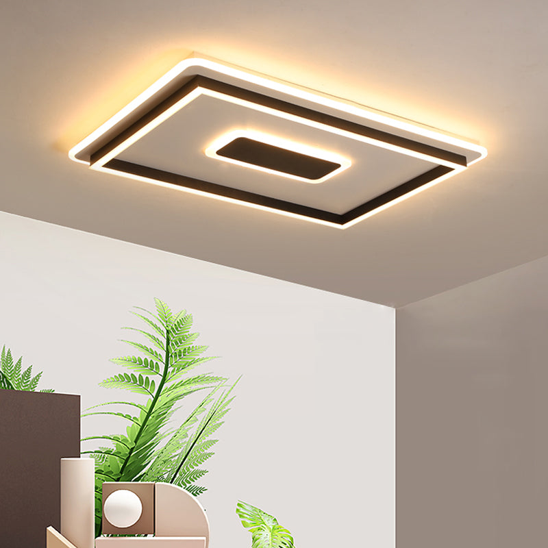 Modern Black Led Flush-Mount Ceiling Lamp With Acrylic Shade - Living Room Light White/3 Color