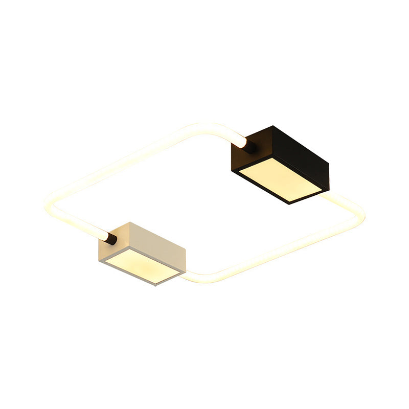 Modern Led Ceiling Mount Lamp: White Round/Square/Rectangular Flush With Acrylic Shade Warm/White