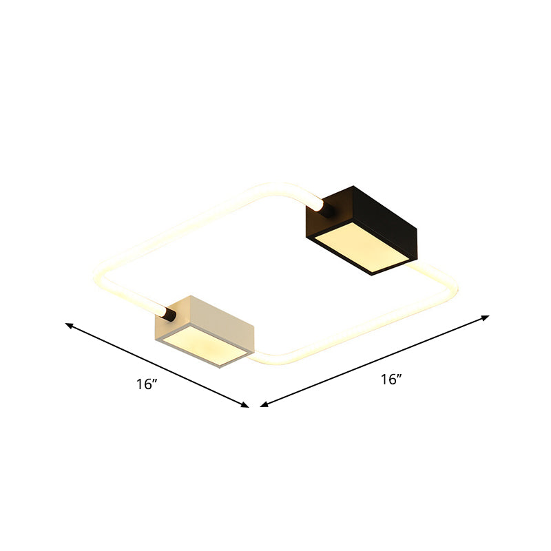 Modern Led Ceiling Mount Lamp: White Round/Square/Rectangular Flush With Acrylic Shade Warm/White