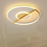Sleek Circle Led Ceiling Lamp In Super-Thin Design Minimalist Acrylic Gold Flush-Mount Light With