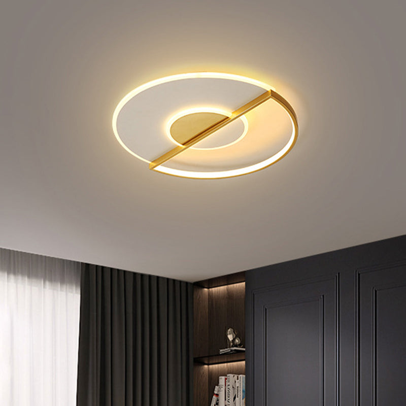 Sleek Circle Led Ceiling Lamp In Super-Thin Design Minimalist Acrylic Gold Flush-Mount Light With