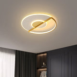 Sleek Circle Led Ceiling Lamp In Super-Thin Design Minimalist Acrylic Gold Flush-Mount Light With