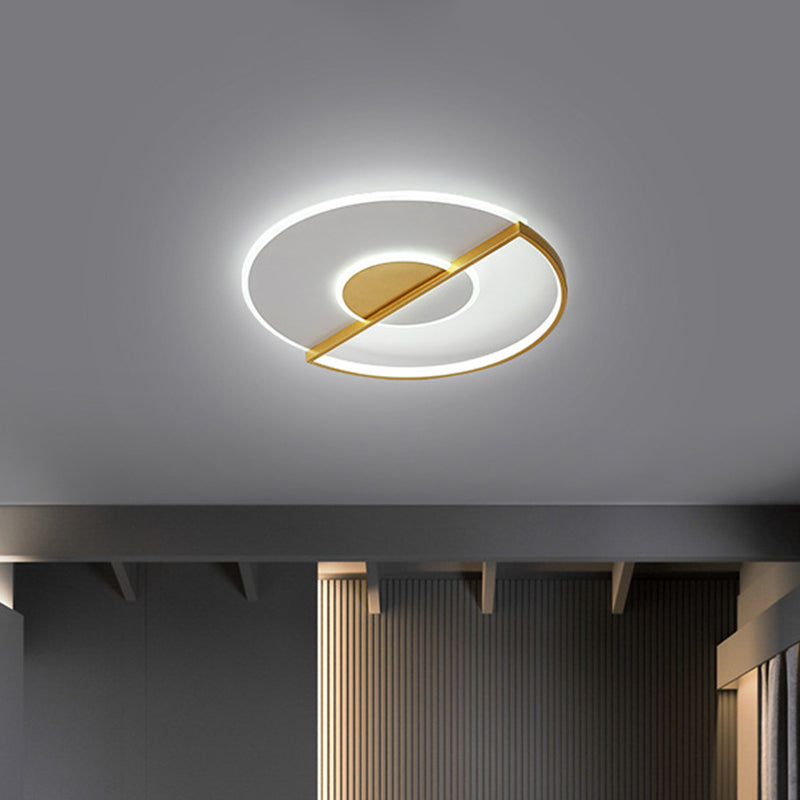 Sleek Circle Led Ceiling Lamp In Super-Thin Design Minimalist Acrylic Gold Flush-Mount Light With