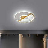 Sleek Circle Led Ceiling Lamp In Super-Thin Design Minimalist Acrylic Gold Flush-Mount Light With