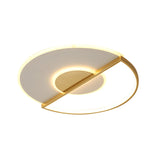 Sleek Circle Led Ceiling Lamp In Super-Thin Design Minimalist Acrylic Gold Flush-Mount Light With