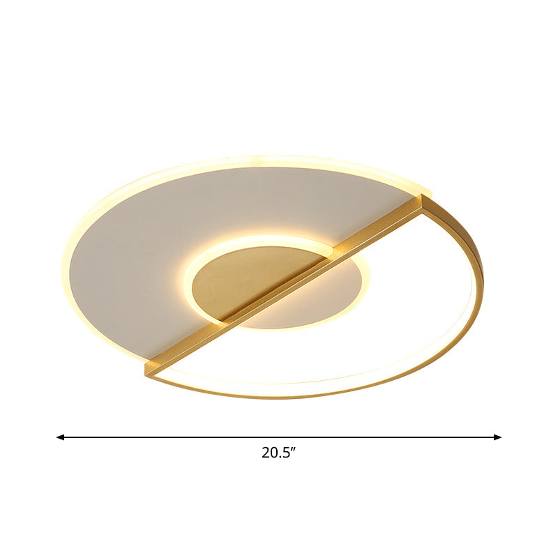 Sleek Circle Led Ceiling Lamp In Super-Thin Design Minimalist Acrylic Gold Flush-Mount Light With