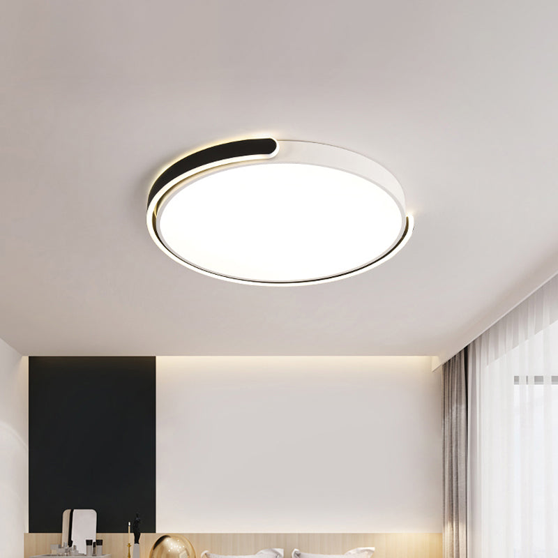 Simplicity Led Ceiling Lamp - Black/White/Gold Round Flush Mount Lighting With Acrylic Shade