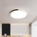Simplicity Led Ceiling Lamp - Black/White/Gold Round Flush Mount Lighting With Acrylic Shade