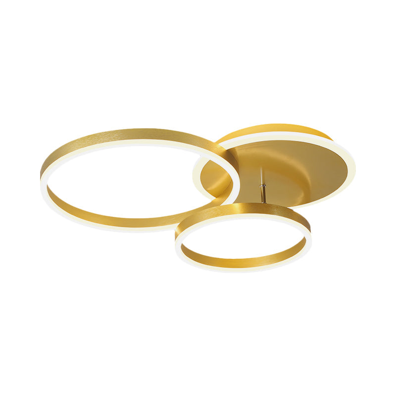 Modernist Led Flushmount Gold Hoop Ceiling Light Acrylic Shade Warm/White 2/3/5-Head