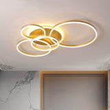 Modernist Led Flushmount Gold Hoop Ceiling Light Acrylic Shade Warm/White 2/3/5-Head 5 / White
