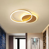 Modernist Led Flushmount Gold Hoop Ceiling Light Acrylic Shade Warm/White 2/3/5-Head