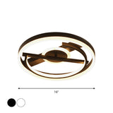 Minimalist Led Circular Hotel Ceiling Mount Lamp - Aluminum Flush Light In Black/White 16/19.5 Dia