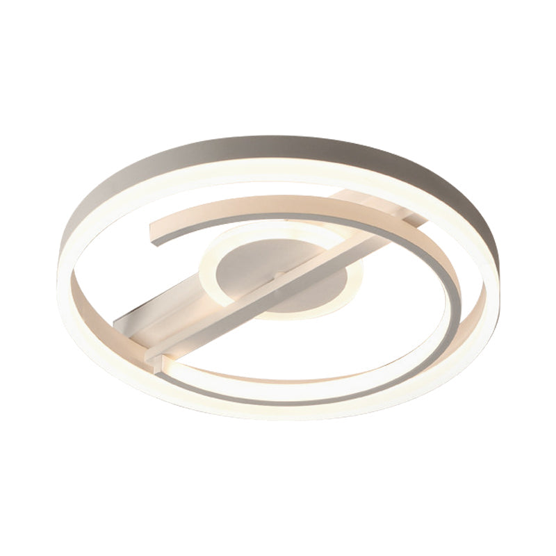 Minimalist Led Circular Hotel Ceiling Mount Lamp - Aluminum Flush Light In Black/White 16/19.5 Dia