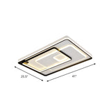 Modern Led Ceiling Light: Black Layered Round/Square/Rectangle Flush Mount With Acrylic Shade
