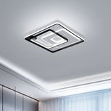 Modern Led Ceiling Light: Black Layered Round/Square/Rectangle Flush Mount With Acrylic Shade