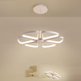 Modern Clover Led Chandelier Pendant In White Metallic Ceiling Suspension Lamp For Living Room