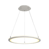 White Minimalist Led Chandelier - Circular Kitchen Pendant Lamp (16/19.5/31.5 Width)