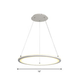 Minimalist White Led Pendant Lamp: Acrylic Kitchen Chandelier Circular Design Multiple Sizes