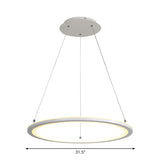 White Minimalist Led Chandelier - Circular Kitchen Pendant Lamp (16/19.5/31.5 Width)