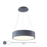 Minimalistic Led Pendant Chandelier With Acrylic Shade - Grey/White Circle Design 18/23.5 W