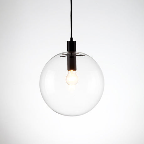Simple Black Cafe Pendant Lamp With Clear Glass Sphere Shade - 8/10/12 Sizes Available
