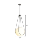 Modern White Glass Teardrop Pendant Light - 1 Nickel Finish 8/10/12 Width Ideal For Restaurants
