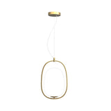 Modern Gold Cocoon Pendant Lamp With Frame And Glass Shade Warm/White/3-Light Options