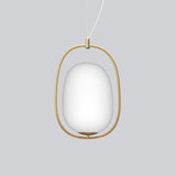 Modern Gold Cocoon Pendant Lamp With Frame And Glass Shade Warm/White/3-Light Options