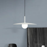 Nordic Hanging Light Metal Single Restaurant Pendant With Milk Glass Shade In Black/Grey/White