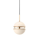 Frosted White Glass Hanging Lamp - Brass Postmodern Single-Bulb Pendant (8/10/12)